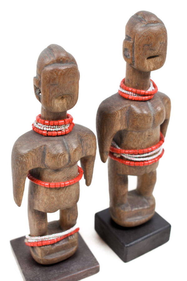 Venavi twin figure - Wood, Beads - Ewe - Togo