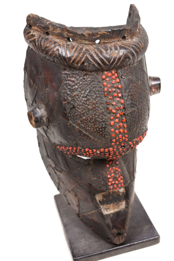 Initiation mask - Wood, Copper, Beads - Salampasu - Congo
