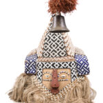 Mukyeem mask - Beads, Cauris, Plant fibre, Raphia, Wood - Kuba - DR Congo