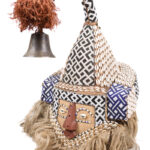 Mukyeem mask - Beads, Cauris, Plant fibre, Raphia, Wood - Kuba - DR Congo