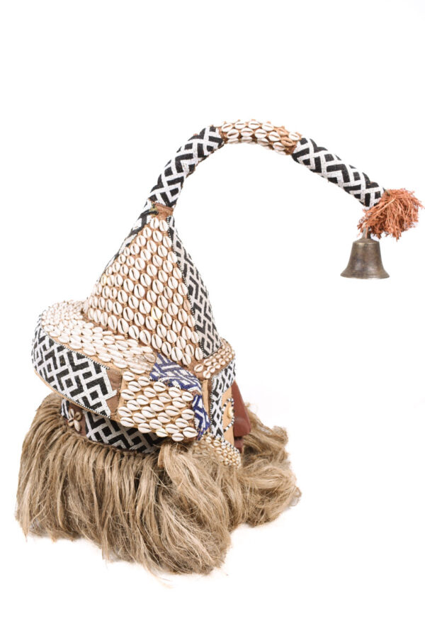 Mukyeem mask - Beads, Cauris, Plant fibre, Raphia, Wood - Kuba - DR Congo