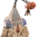 Mukyeem mask - Beads, Cauris, Plant fibre, Raphia, Wood - Kuba - DR Congo