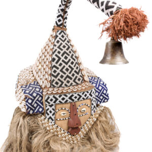 Mukyeem mask - Beads, Cauris, Plant fibre, Raphia, Wood - Kuba - DR Congo