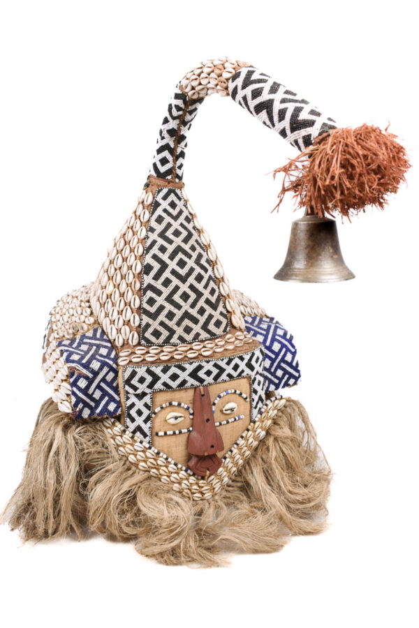 Mukyeem mask - Beads, Cauris, Plant fibre, Raphia, Wood - Kuba - DR Congo