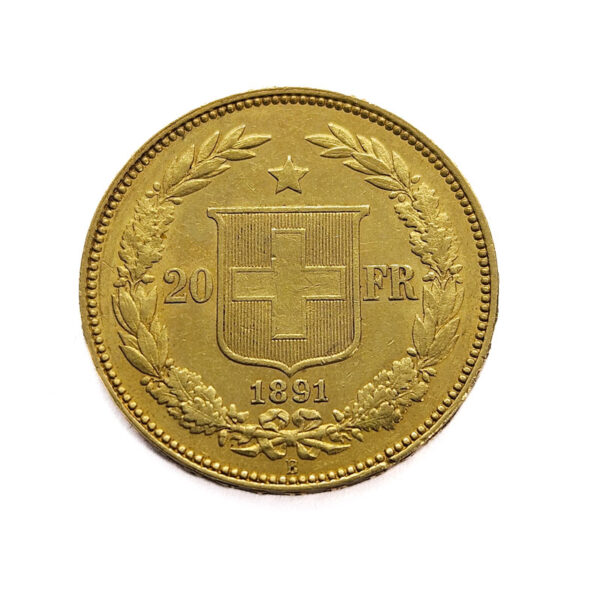 Switzerland 20 Francs 1891 Helvetica