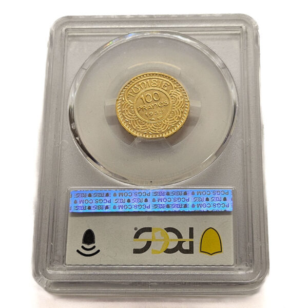 Tunisia 100 Francs 1351 (1932) Ahmad II - Gold MS65