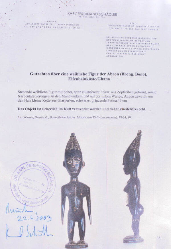 Ancestor figure - Wood - Abron - Ghana - KF Schädler certficate