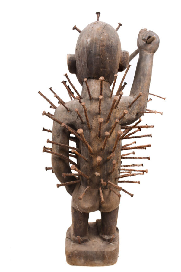 Nkisi Figure - Nail, Wood, Glass, Horn, Bone - Yombe - Congo
