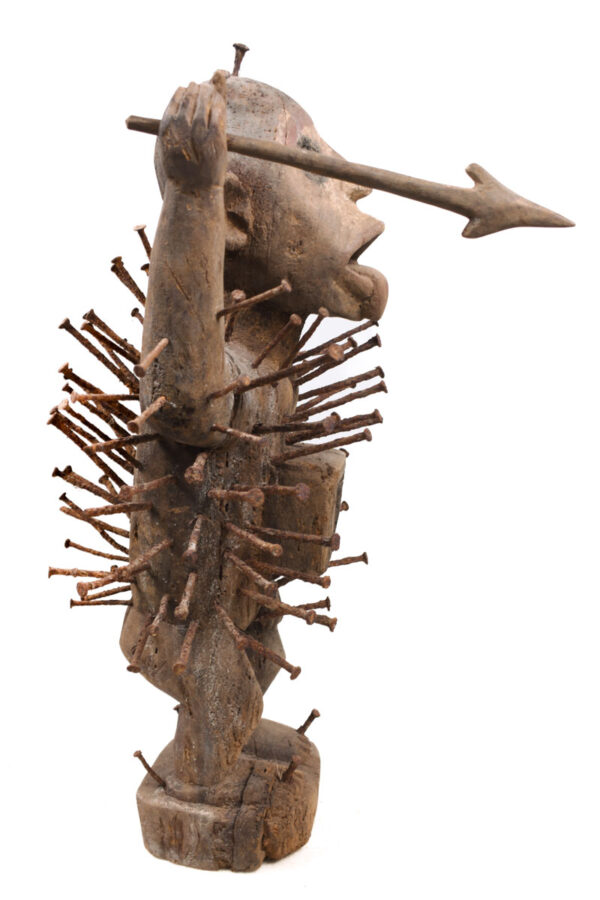 Nkisi Figure - Nail, Wood, Glass, Horn, Bone - Yombe - Congo