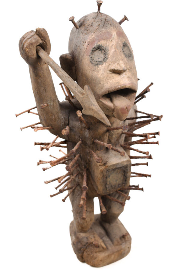 Nkisi Figure - Nail, Wood, Glass, Horn, Bone - Yombe - Congo