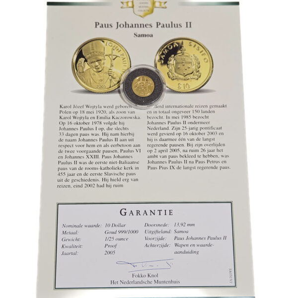 Samoa 10 Dollar 2005 Pope Johannes Paulus II - 1/25 Oz.