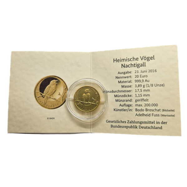 Germany 20 Euro 2016-D Nightingale
