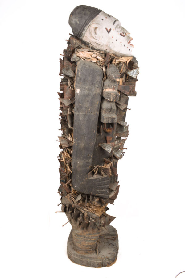 Double headed Nkisi Figure - Wood, Nails, Iron - Kongo- Congo