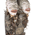 Double headed Nkisi Figure - Wood, Nails, Iron - Kongo- Congo