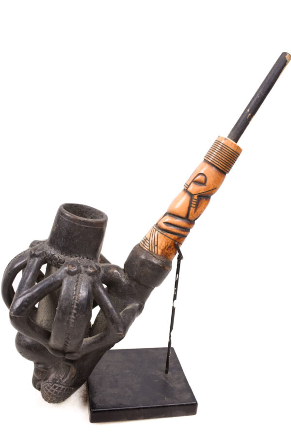 Ceremonial Pipe - Clay, Bone - Bamun - Cameroon