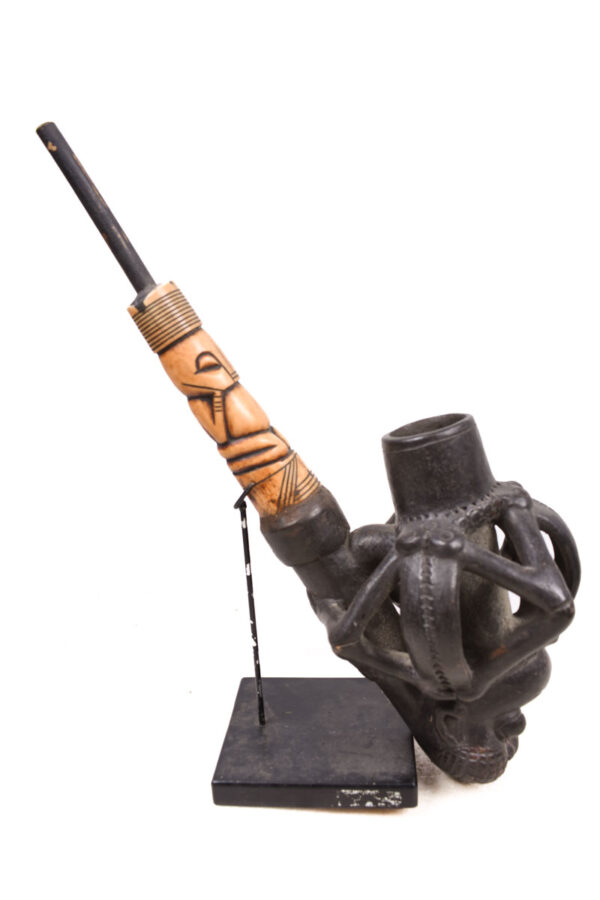 Ceremonial Pipe - Clay, Bone - Bamun - Cameroon