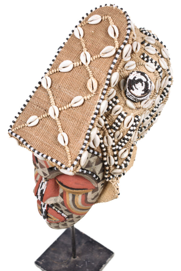 Mask - Beads, Cauris, Plant fibre, Wood - Ngaady A Waash Bushoong - Kuba - Congo