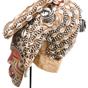 Mask - Beads, Cauris, Plant fibre, Wood - Ngaady A Waash Bushoong - Kuba - Congo