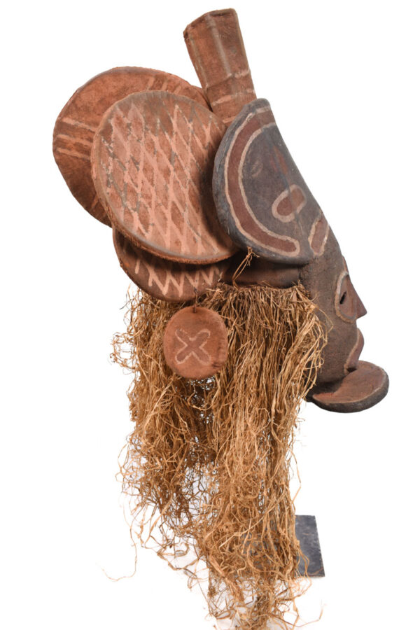 Chihongo Mask - Wood, Plant fibre - Chokwe - DR Congo