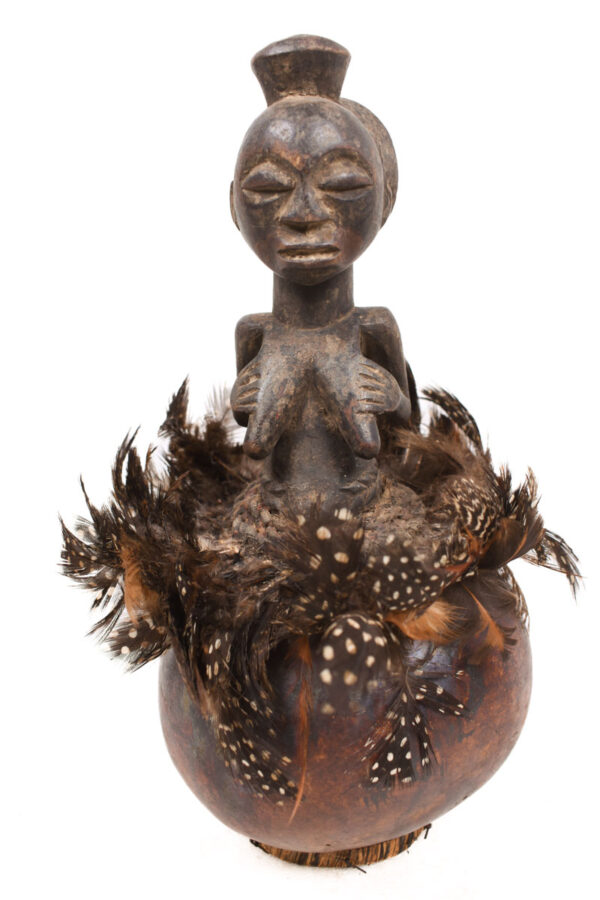 Magic Calabash - Wood, Feathers - Luba - Congo DRC