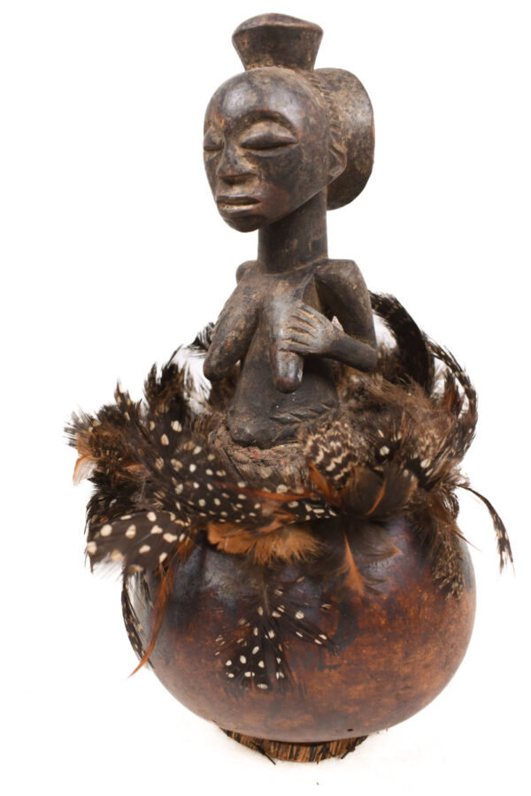 Magic Calabash - Wood, Feathers - Luba - Congo DRC
