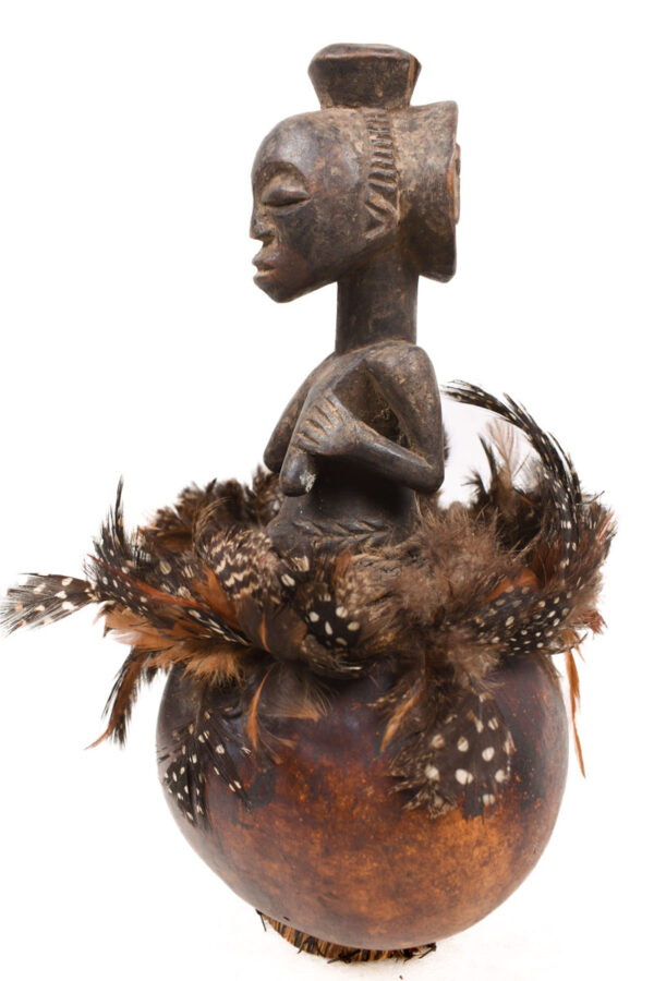 Magic Calabash - Wood, Feathers - Luba - Congo DRC