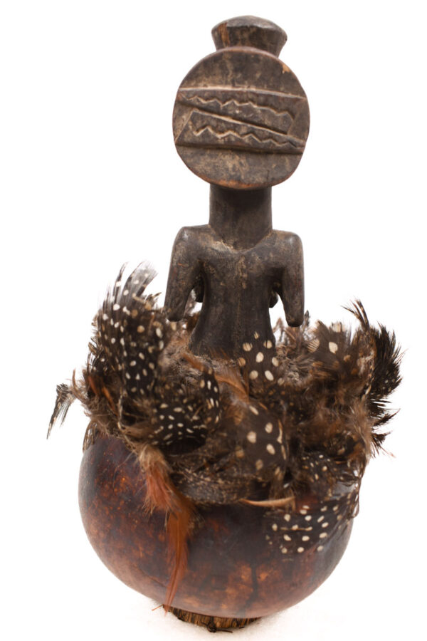 Magic Calabash - Wood, Feathers - Luba - Congo DRC
