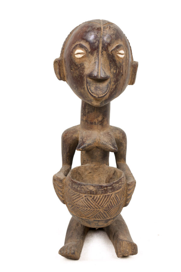 Bowl-barrier Figure - Wood - Mboko - Luba - Congo DRC