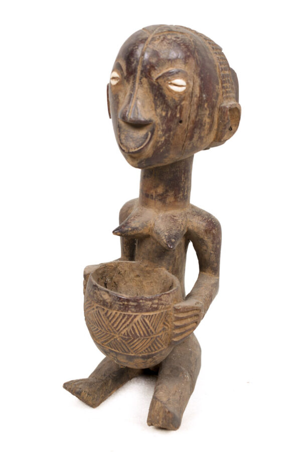 Bowl-barrier Figure - Wood - Mboko - Luba - Congo DRC
