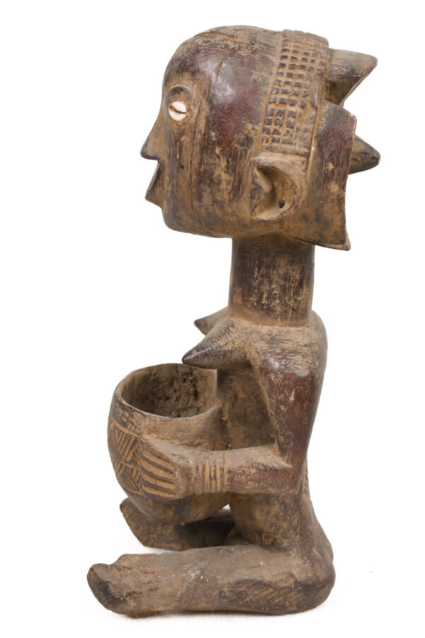Bowl-barrier Figure - Wood - Mboko - Luba - Congo DRC