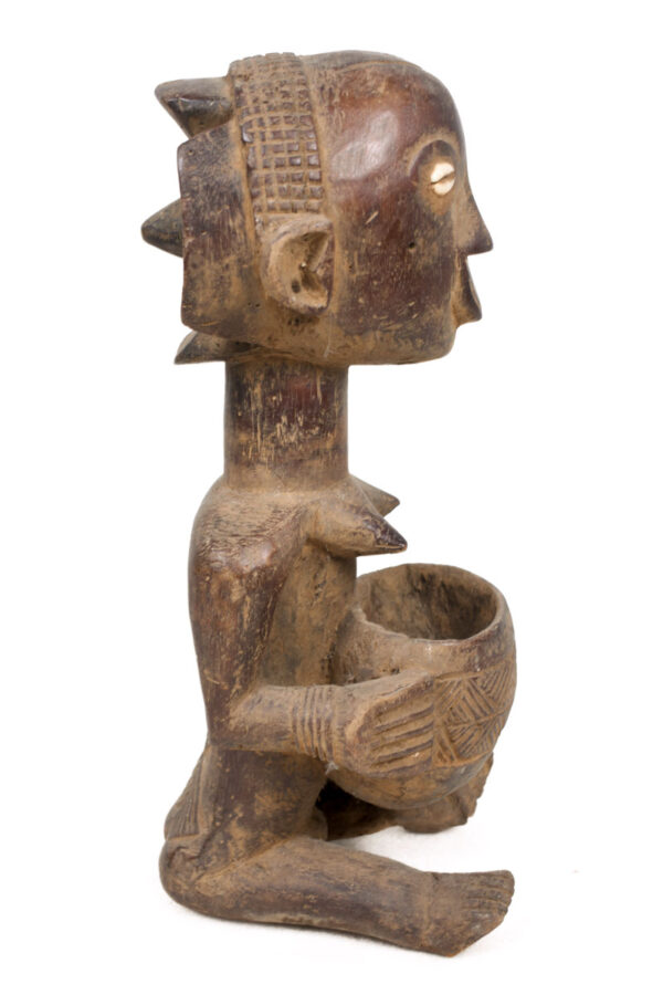 Bowl-barrier Figure - Wood - Mboko - Luba - Congo DRC