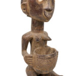 Bowl-barrier Figure - Wood - Mboko - Luba - Congo DRC