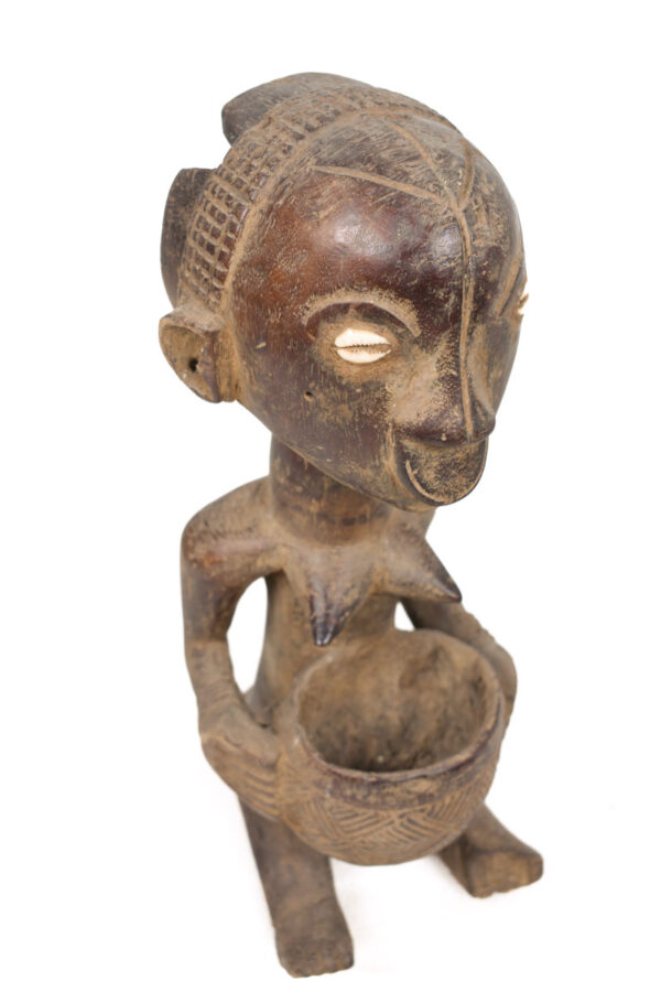 Bowl-barrier Figure - Wood - Mboko - Luba - Congo DRC