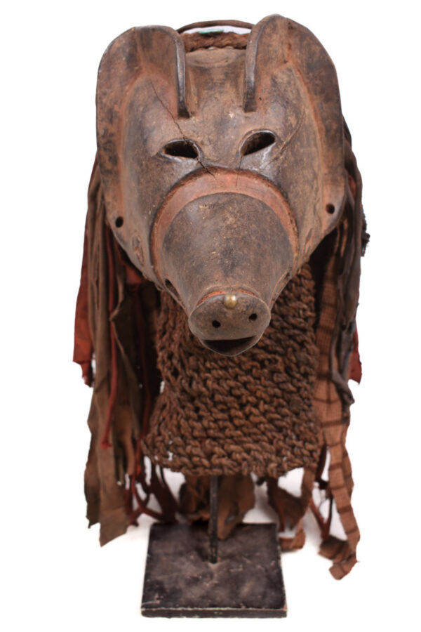 Pig Mask - Cloth, Wood - Mwana Ngulu - Chokwe - Angola
