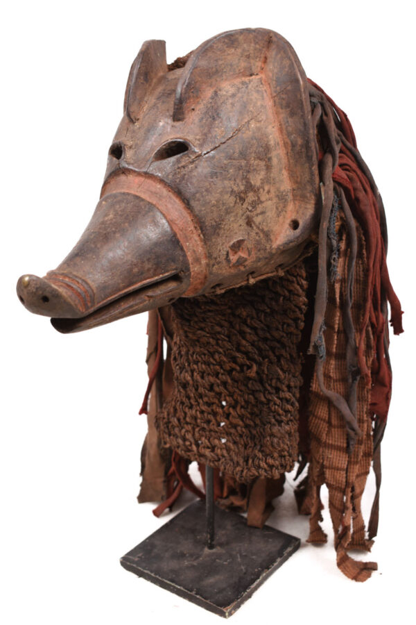 Pig Mask - Cloth, Wood - Mwana Ngulu - Chokwe - Angola