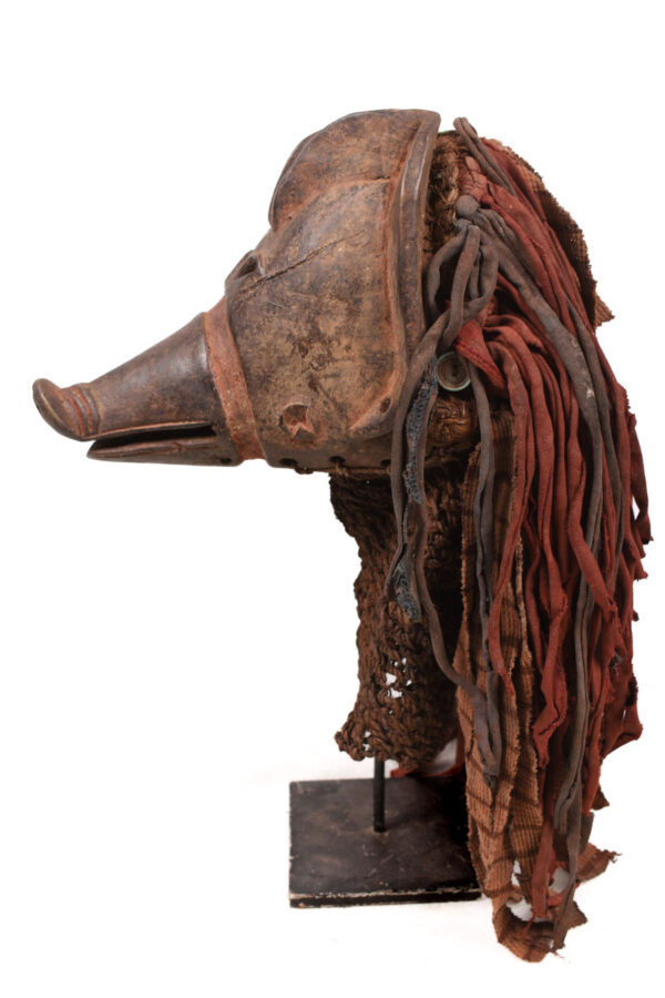 Pig Mask - Cloth, Wood - Mwana Ngulu - Chokwe - Angola