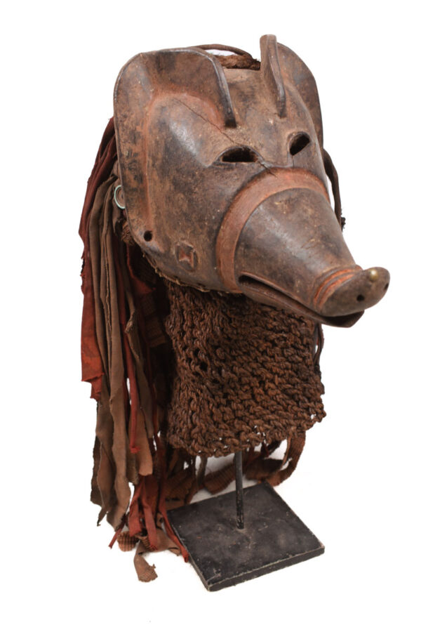 Pig Mask - Cloth, Wood - Mwana Ngulu - Chokwe - Angola