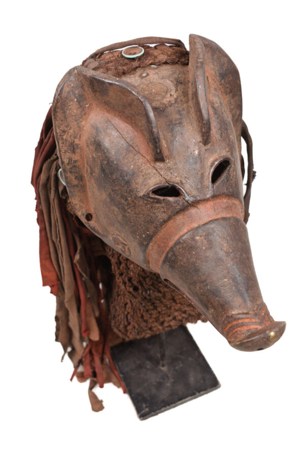 Pig Mask - Cloth, Wood - Mwana Ngulu - Chokwe - Angola