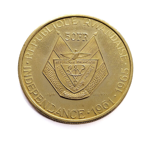 Rwanda 50 Francs 1965 President Gregoire Kayibanda