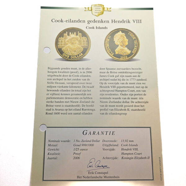 Cook Islands 1 Dollar 2006 Henry VIII - 1/25 Oz.