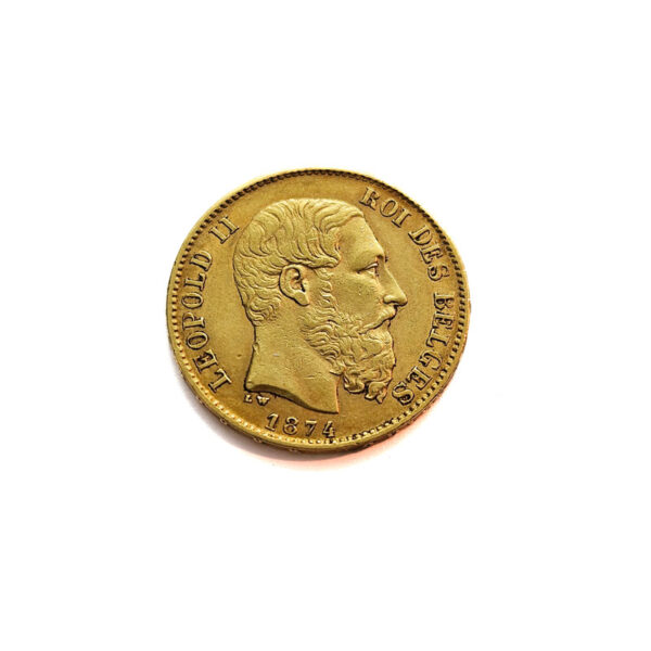 Belgium 20 Francs 1874 Leopold II