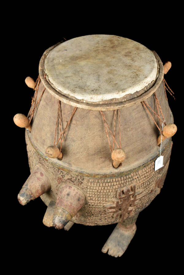 ``Nntan`` or ``Ompe`` Drum - Wood, Leather - Ashanti - Ghana