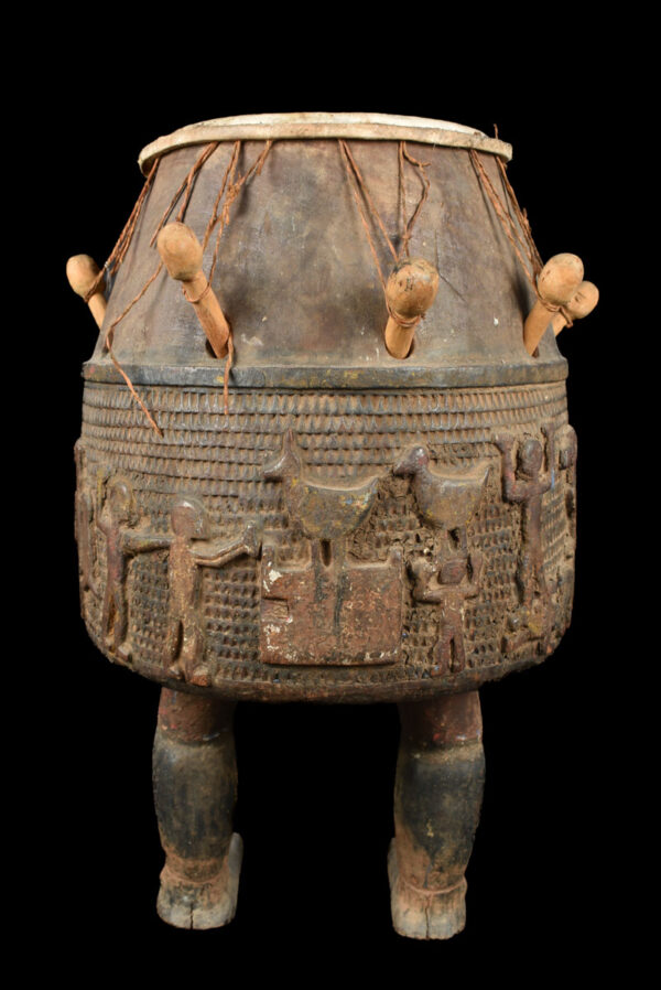 ``Nntan`` or ``Ompe`` Drum - Wood, Leather - Ashanti - Ghana