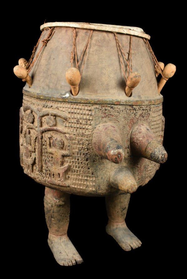 ``Nntan`` or ``Ompe`` Drum - Wood, Leather - Ashanti - Ghana