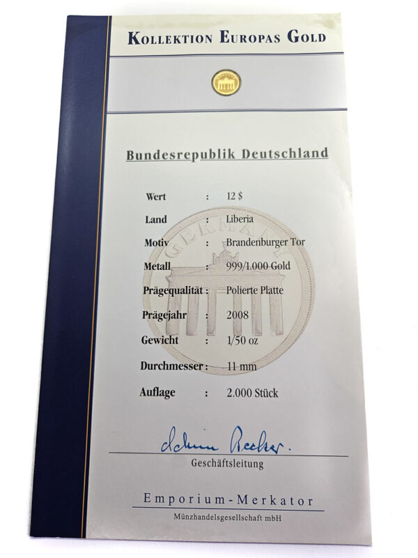 Liberia 12 Dollars 2008 Brandenburger Tor