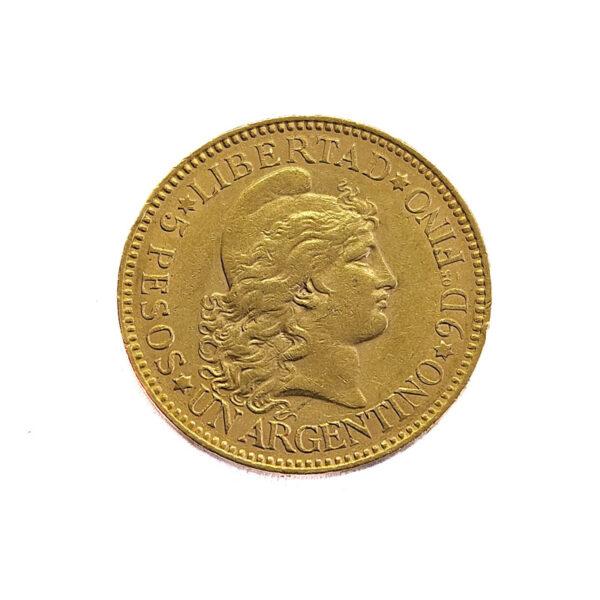 Argentina 5 Pesos 1887 Liberty Head