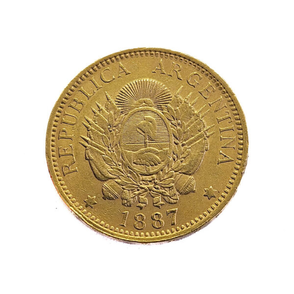 Argentina 5 Pesos 1887 Liberty Head