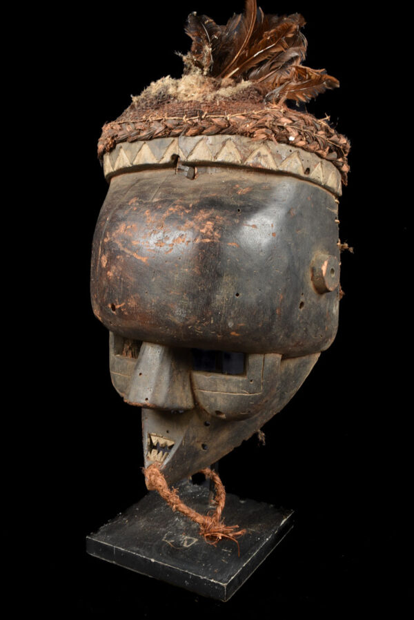 Initiation mask - Wood, Feathers - Salampasu - Congo