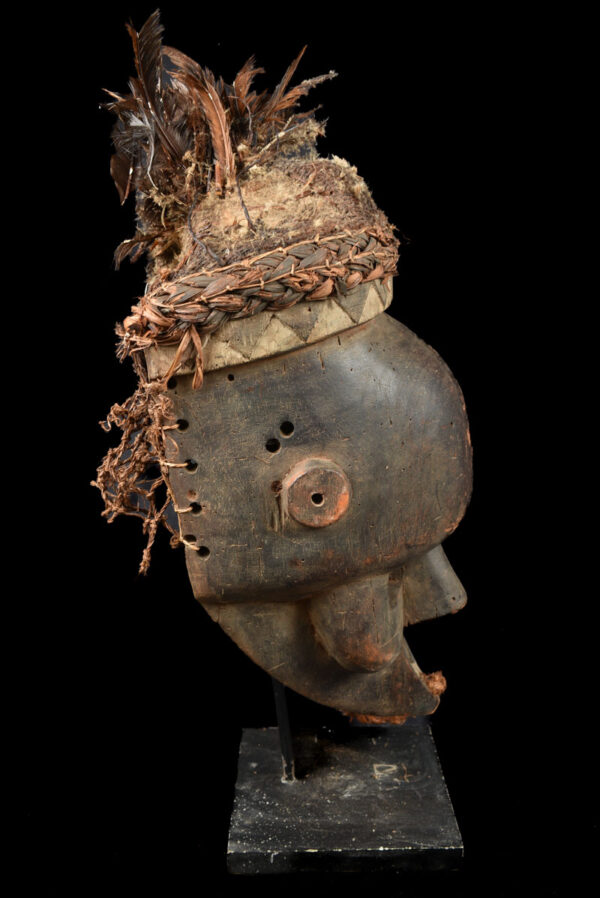 Initiation mask - Wood, Feathers - Salampasu - Congo