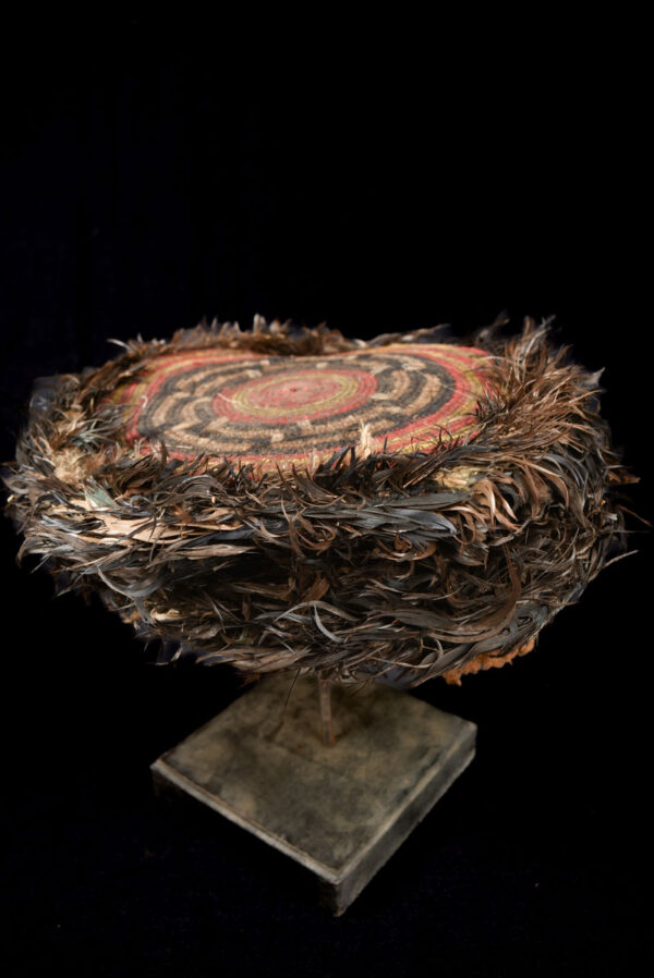 Prestige Hat - feathers, plant fibre - Tikar - Cameroon